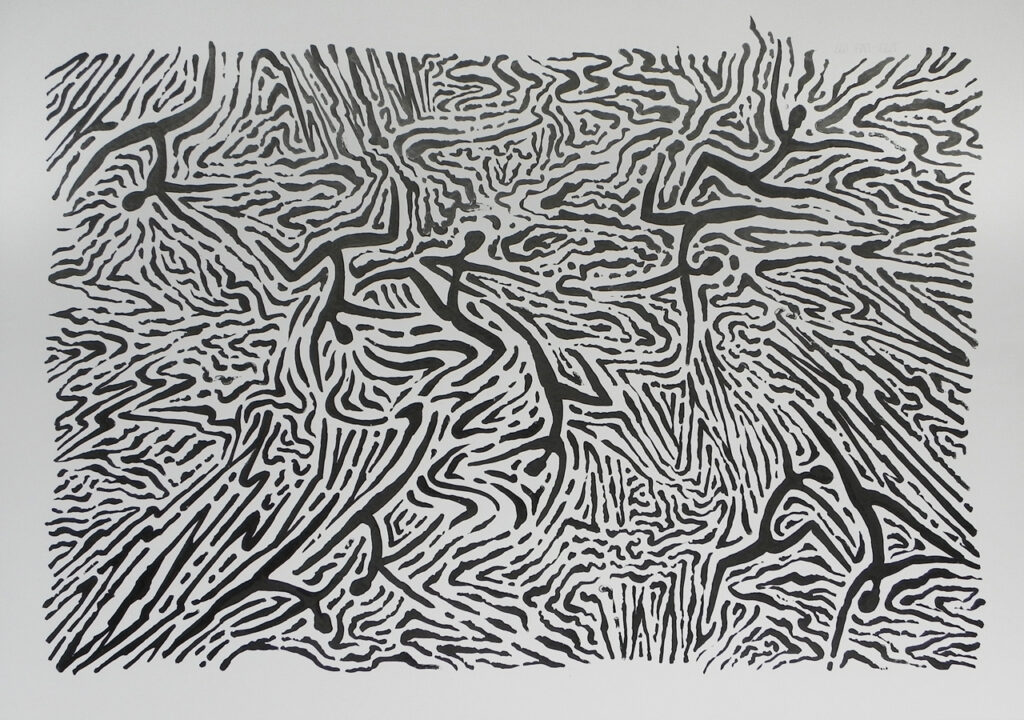 Fluss, 1997, Tusche, 70 x 100 cm