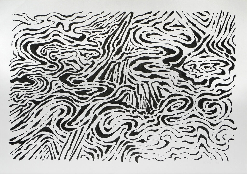 Fluss, 1997, Tusche, 70 x 100 cm