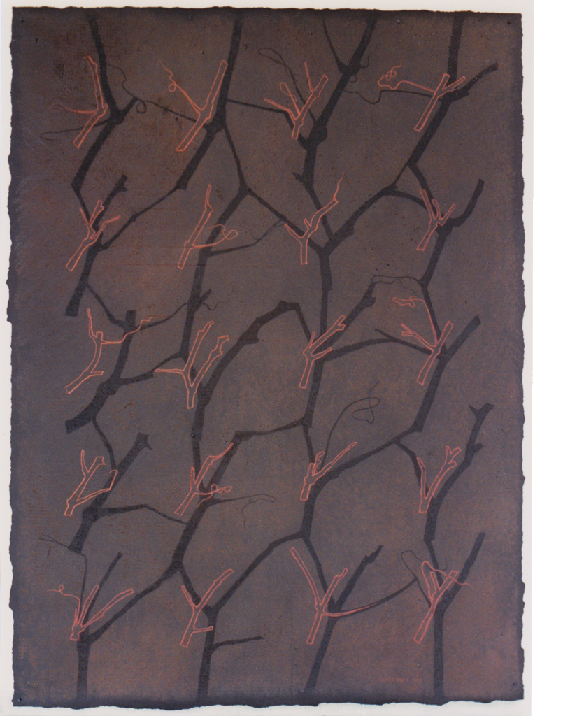 Menetekel, 1987, Erde, Kohle, Rötel auf Tonpapier, 200 x 150 cm